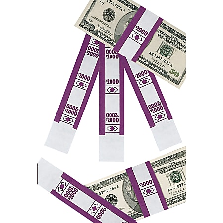 PM™ Company Currency Bands, $2,000.00, Violet, Pack Of 1,000
