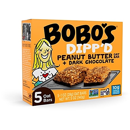 Bobo's Dipp'd Peanut Butter Bars With Dark Chocolate, 1 Oz, Total Qty 30