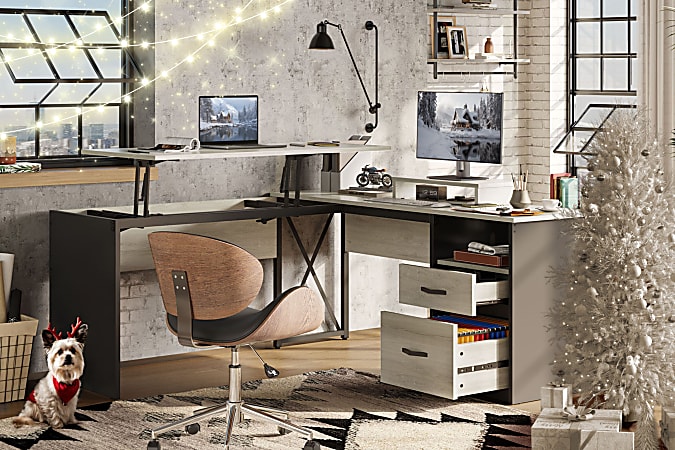 Standing office hot sale desk with drawers