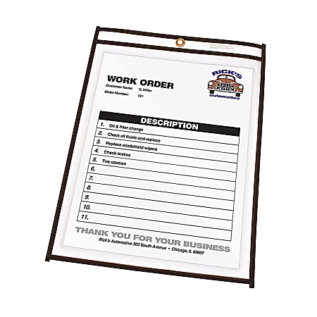 C-Line® Stitched Vinyl Shop Ticket Holders, 11" x 14", Clear, Box Of 25