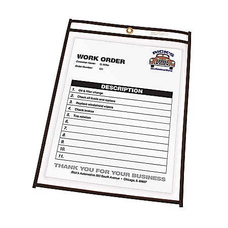 C-Line® Stitched Vinyl Shop Ticket Holders, 11" x 14", Clear, Box Of 25