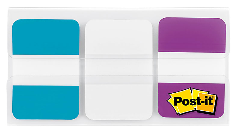 Post-it® Durable Filing Tabs, 1" x 1 1/2", Assorted Colors, 22 Flags Per Pad, Pack Of 3 Pads