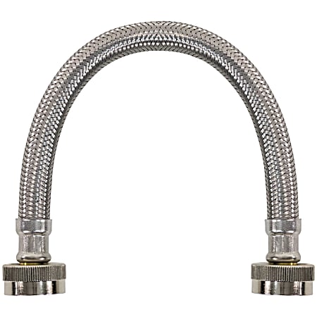 Certified Appliance Accessories Braided Stainless Steel Water-Inlet Hose, Female to Female - 12" - Silver, Stainless Steel - WI12SSFF