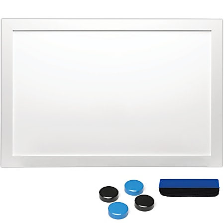Excello Global Products Magnetic Dry-Erase Whiteboard, Steel, 24" x 36", White Wood Frame