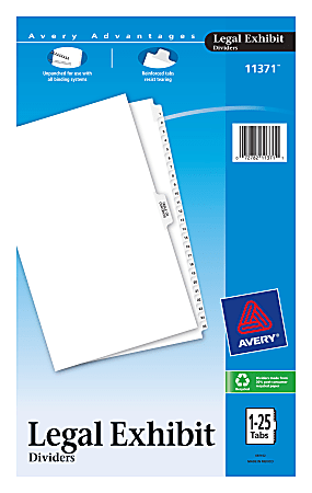 Avery® Premium Collated Legal Dividers, Side-Tab, 1-25 & Table Of Contents, 8 1/2" x 14"