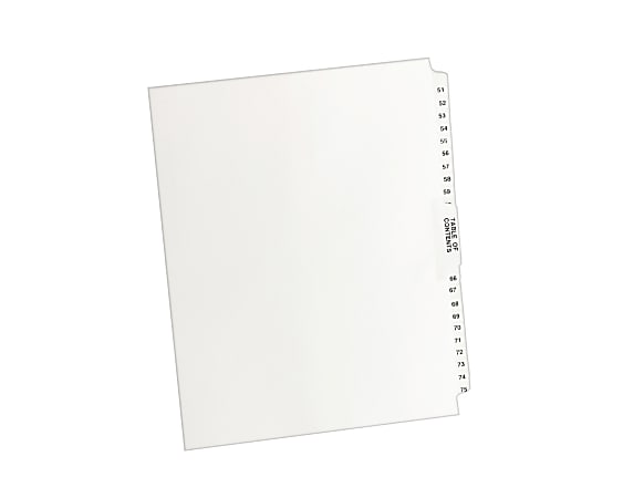 Avery® Premium Collated Legal Dividers Avery® Style, Side-Tab, 51-75 & Table Of Contents, 8-1/2" x 11"