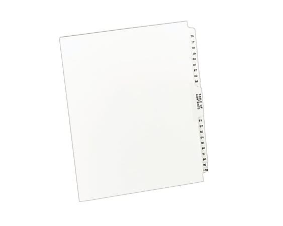 Avery® Premium Collated Legal Dividers Avery® Style, Side-Tab, 76-100 & Table Of Contents, 8 1/2" x 11"