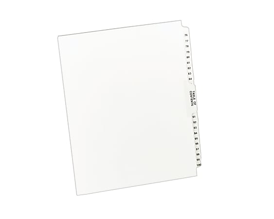 Avery® Premium Collated Legal Dividers Avery® Style, Side-Tab, 76-100 & Table Of Contents, 8 1/2" x 11"