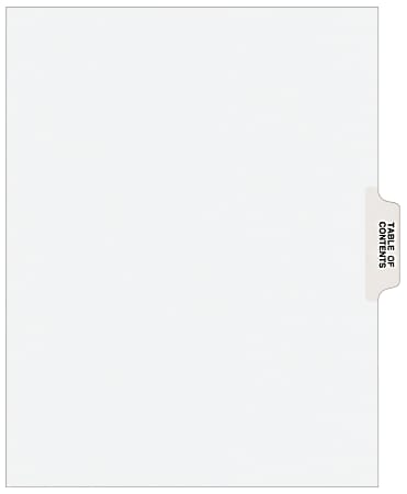 Avery® Individual Legal Dividers Avery® Style, Letter Size, Table Of Contents, White Dividers/White Tabs, Pack Of 25