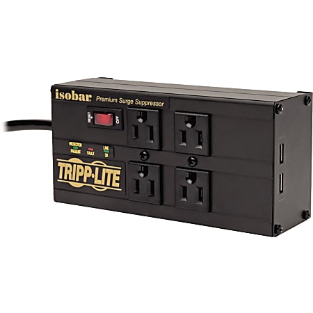 Eaton Tripp Lite Series Isobar 4-Outlet Surge Protector - 8 ft. Cord, Right-Angle Plug, 3330 Joules, 2 USB Ports, Metal Housing - IBAR4ULTRAUSBB