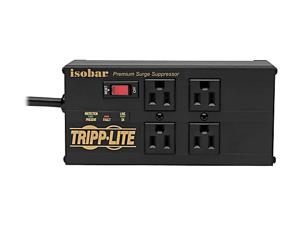 Eaton Tripp Lite Series Isobar 4-Outlet Surge Protector - 8 ft. Cord, Right-Angle Plug, 3330 Joules, 2 USB Ports, Metal Housing - IBAR4ULTRAUSBB