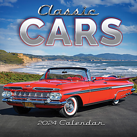 2024 TF Publishing Sports Monthly Wall Calendar, 12” x 12”, Classic Cars, January To December