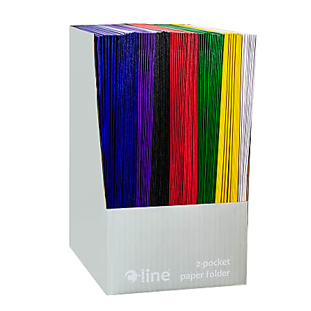 C-Line 2-Pocket Paper Folders, Letter Size, Assorted Colors, Pack Of 100 Folders