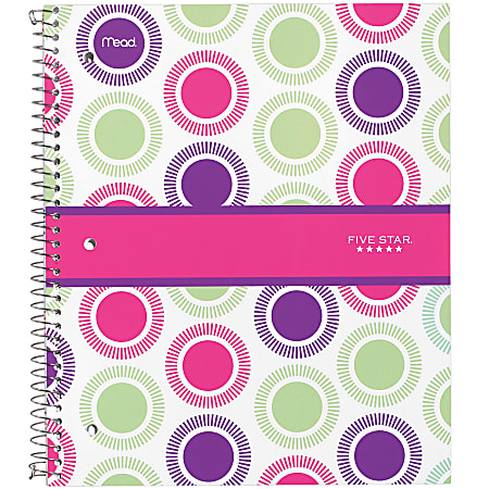 Five Star® Style Notebook, 8 1/2" x 11", 1 Subject, College Ruled, 100 Sheets, Multicolor Pastel Dots
