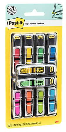 Post-it&reg; Notes Arrow Flags, 7/16" x 1-7/10", Assorted Colors, 24 Flags Per Pad, Pack Of 10 Pads