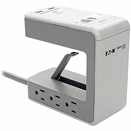 Eaton Tripp Lite Series 6-Outlet Surge Protector w/2 USB-A (2.4A Shared) & 1 USB-C (3A) - 8 ft. Cord, 1080 Joules, Desk Clamp - TLP648USBC