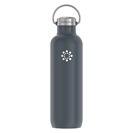 LifeFactory Stainless Steel Vacuum-Insulated Sport Bottle, 32 Oz, Carbon