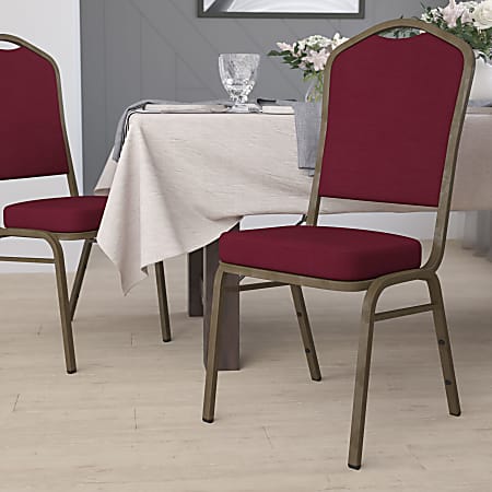 Flash Furniture HERCULES Series Crown Back Stacking Banquet Chair, Burgundy/Goldvein