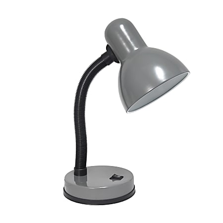 Creekwood Home Essentix Metal Desk Lamp W/ Flexible Gooseneck, 14-1/4"H, Gray Shade/Gray Base