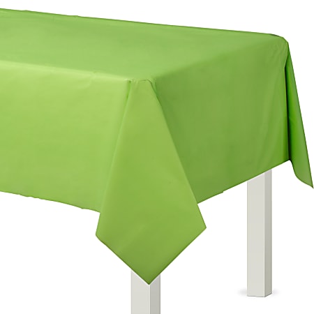 Amscan Flannel-Backed Vinyl Table Covers, 54” x 108”, Kiwi Green, Set Of 2 Covers