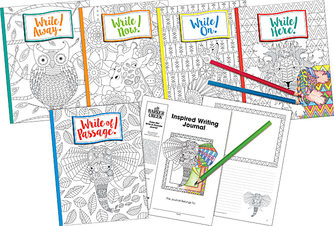 Barker Creek Color Me! Bohemian Animals Inspired Writing Journals, Grade 4 - College, Pack Of 10