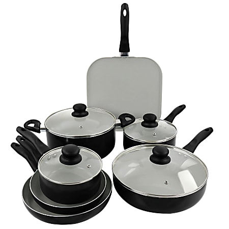 Gibson Home Gazebo 11-Piece Aluminum Non-Stick Cookware Set, Black