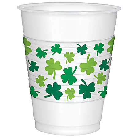 Amscan 420142 St. Patrick's Day Plastic Cups, 16 Oz, Green, 25 Cups Per Pack, Set Of 3 Packs
