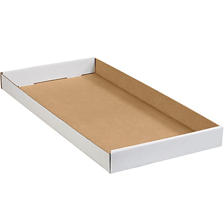 Partners Brand Corrugated Trays, 1 3/4"H x 12"W x 24"D, White, Pack Of 50