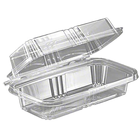 Safe-T-Fresh Rectangle Hoagie/Sub Hinged Food Containers, 8", Clear, Pack Of 150 Containers