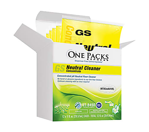 Stearns GS Neutral Cleaner Concentrate, 1 oz. Packets, 12/Box