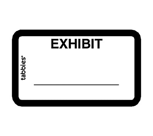 Tabbies Color-coded Legal Exhibit Labels, 58092, 1 5/8"W x 1"L, White, Pack Of 252