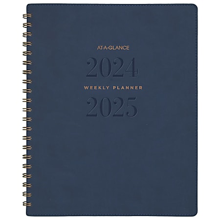 2024-2025 AT-A-GLANCE® Signature Collection Academic Weekly/Monthly Planner, 8-1/2" x 11”, Navy, July To July, YP905A20