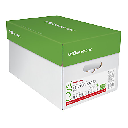 Office Depot® Brand EnviroCopy® Paper, Ledger Size (11" x 17"), 20 Lb, 30% Recycled, FSC® Certified, Ream Of 500 Sheets, Case Of 5 Reams