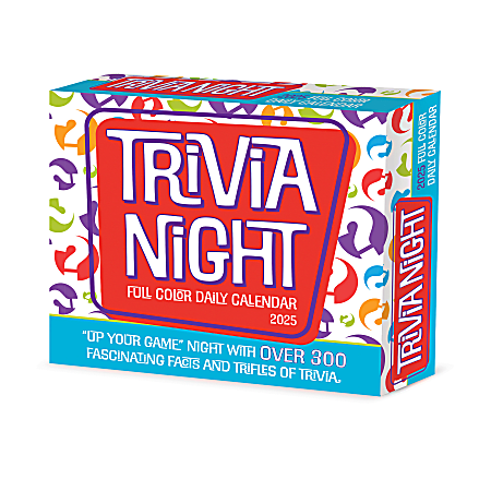 2025 Willow Creek Press Daily Desk Box Calendar, Trivia, 5-1/2” x 6-1/4”, Trivia Night, January To December, 41062