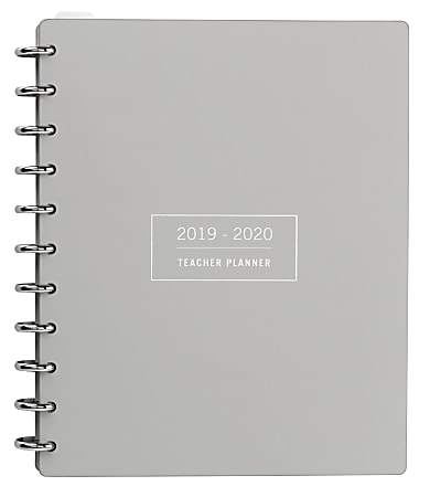 TUL™ Custom Note-Taking System Discbound Monthly Teacher Planner, 8-1/2" x 11", Pink/Gray, July 2019 To June 2020