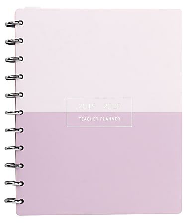 TUL™ Custom Note-Taking System Discbound Monthly Teacher Planner, 8-1/2" x 11", Light Pink/Pink, July 2019 To June 2020