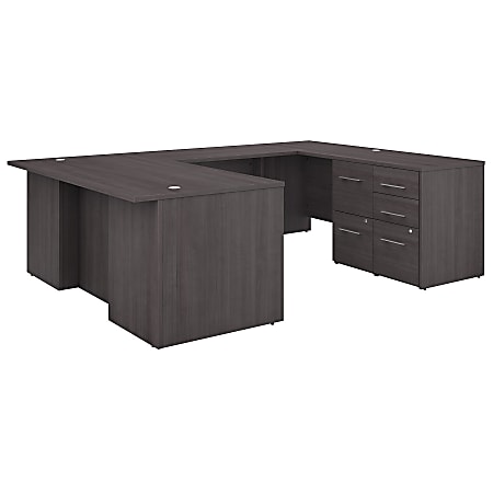 Bush Business Furniture Office 500 72"W U-Shaped Executive Desk With Drawers, Storm Gray, Premium Installation