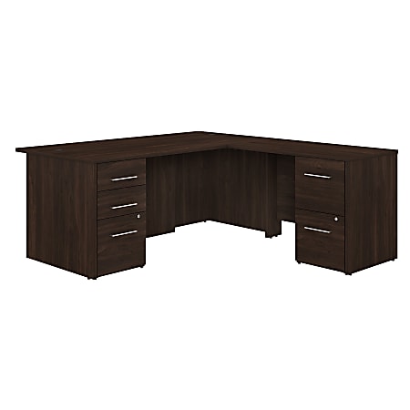 Bush Business Furniture Office 500 72"W L-Shaped Executive Desk With Drawers, Black Walnut, Premium Installation