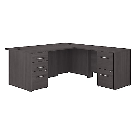 Bush Business Furniture Office 500 72"W L-Shaped Executive Corner Desk With Drawers, Storm Gray, Premium Installation