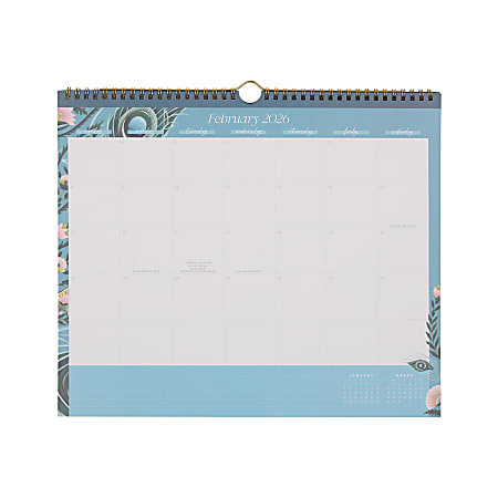 2026 Happy Planner Monthly Wall Calendar, 14” x 12”, 51% Recycled, La Plume, January To December, CW0002S005