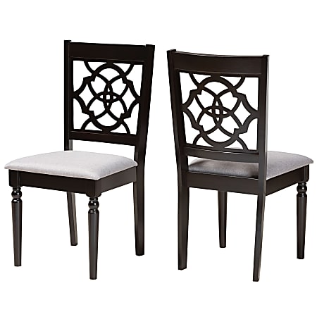 Baxton Studio Renaud Dining Chairs, Gray/Dark Brown, Set Of 2 Chairs