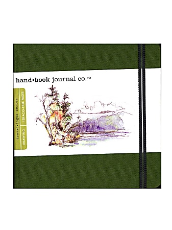 Hand Book Journal Co. Travelogue Drawing Journals, Square, 5 1/2" x 5 1/2", 128 Pages, Cadmium Green, Pack Of 2