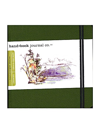 HandBook Journal Co. Travelogue Drawing Journals, Square, 5 1/2" x 5 1/2", 128 Pages, Cadmium Green, Pack Of 2