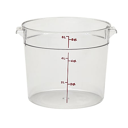 Cambro Camwear 6-Quart Round Storage Containers, Clear, Set Of 12 Containers