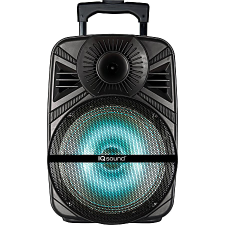 IQ Sound IQ-5012DJBT Portable Bluetooth Speaker System - 30 W RMS - Black - 100 Hz to 20 kHz - Battery Rechargeable - USB