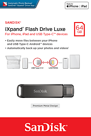SanDisk iXpand Flash Drive Luxe For iPhone and USB Type C Devices