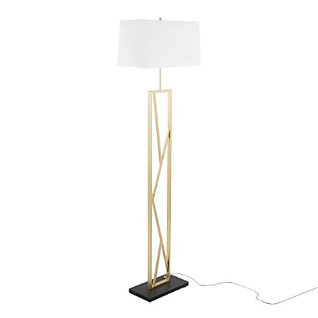 Lumisource Folia Contemporary Floor Lamp, 66"H, Gold/White/Black