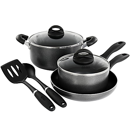 Oster Claireborne 7-Piece Aluminum Nonstick Cookware Set, Granite Gray