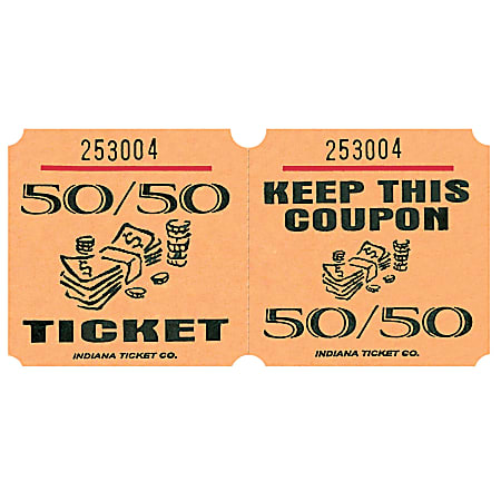 Amscan 50/50 Ticket Roll, Orange, Roll Of 1,000 Tickets
