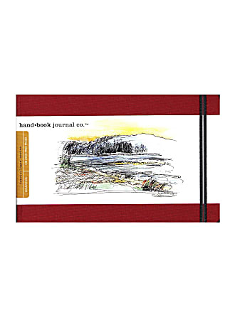 HandBook Journal Co. Travelogue Drawing Journals, Landscape, 5 1/2" x 8 1/4", 128 Pages, Vermilion Red, Pack Of 2
